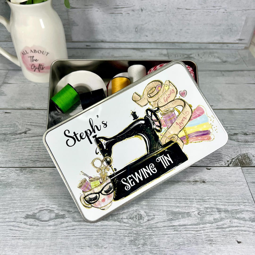 Personalised Sewing Box, Sewing Storage Tin, Sewing Machine Design - Etsy