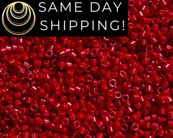 DB791 SAME DAY SHIPPING! 1-100 Grams Miyuki 11/0 Delica Beads Opaque Bright Red-Free Container! Bulk quantities available!