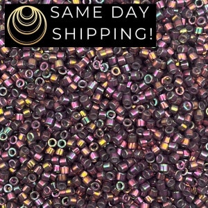 SAME DAY SHIPPING! 1-20 Grams Miyuki 11/0 Delica Beads DB1014 Metallic Thistle Gold Iris, Metallic Mauve Delica, Purple Pink Seed Beads