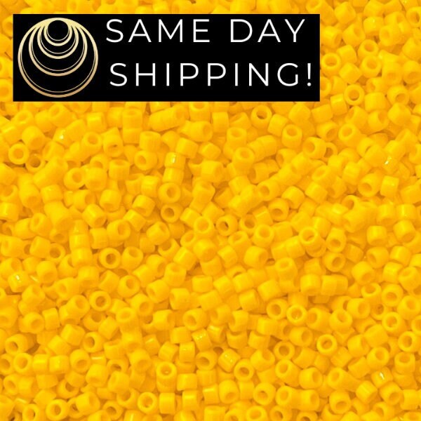 SAME DAY SHIPPING! 1-20 Grams Miyuki 11/0 Delica Beads DB1132 Opaque Canary, soft yellow, mustard yellow, Tangerine Delica, Free Container!