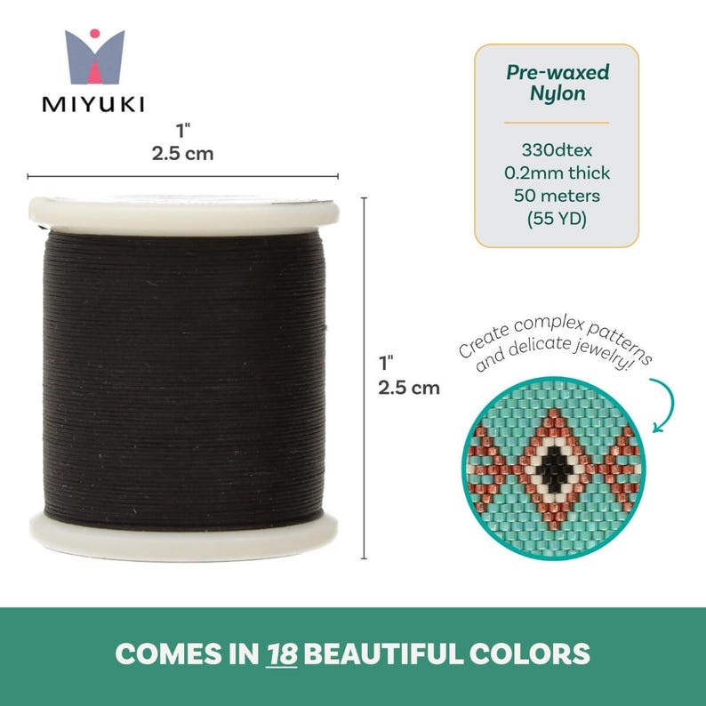 Miyuki Japanese Pre Waxed Nylon Beading Thread 50 Meter Spool 55 Yards