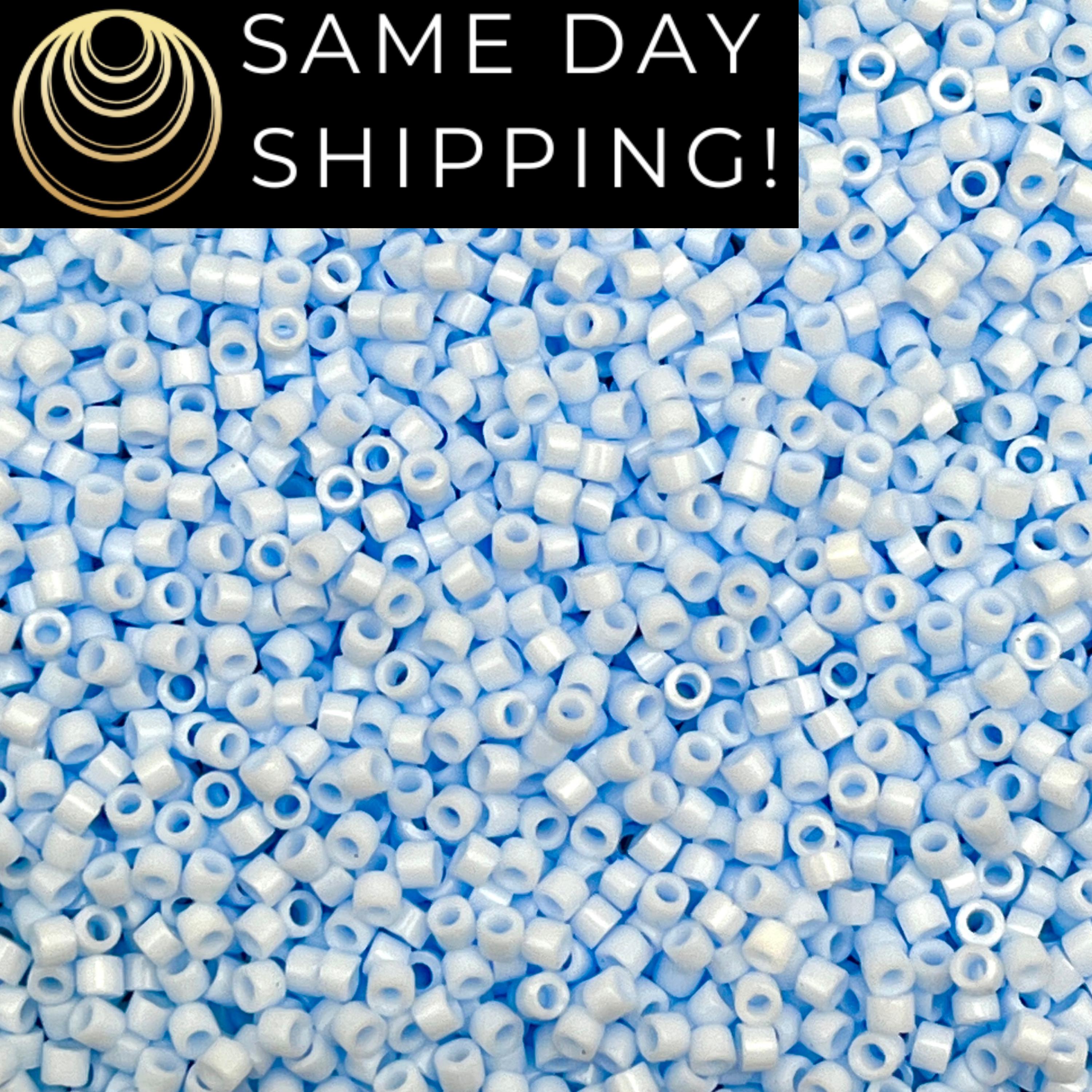 DB1497 SAME DAY SHIPPING! 1-20 Grams Miyuki 11/0 Delica Beads Opaque Light Sky Blue -Free Container!