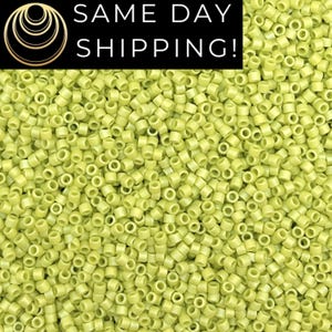DB876 SAME DAY Shipping! 1-20 Grams Miyuki 11/0 Delica Beads Matte Opaque Chartreuse AB -Free Container!