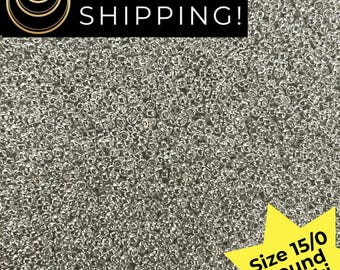 1051 Galvanized Silver Miyuki Seed Beads, Size 15/0 (7gr), 11/0, 8