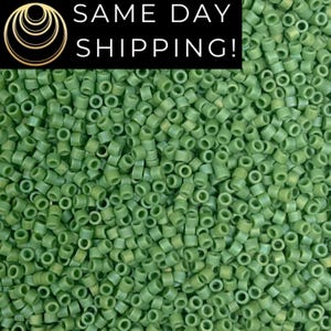 DB877 SAME DAY Shipping! 1-20 Grams Miyuki 11/0 Delica Beads Matte Opaque Green Alabaster, Lime AB Green-Free Container!