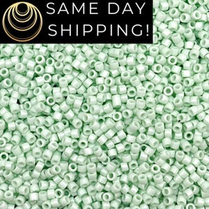 DB1496 1-20 Grams Miyuki 11/0 Delica Beads Opaque Light Mint Green-Free Container!