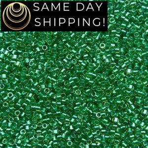 DB0916 SAME DAY SHIPPING! 1 Gram-20 Grams Miyuki 11/0 Delica Beads Sparkling Green Lined Chartreuse DB916-Free Container!