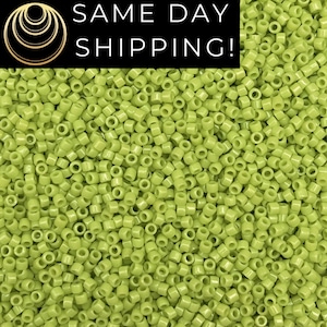 DB733 SAME DAY SHIPPING! 1-20 Grams Miyuki 11/0 Delica Beads Opaque Chartreuse Green -Free Container!