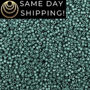 DB2407 SAME DAY SHIPPING! 1-20 Grams Miyuki 11/0 Delica Beads Matte Opaque Eucalyptus Green -Free Container!