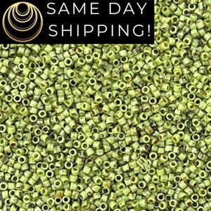 DB2265 SAME DAY SHIPPING! 1-20 Grams Miyuki 11/0 Delica Beads Opaque Chartreuse Picasso, Lime Green Picasso, Green and Brown Free Container!