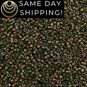 DB131 SAME DAY SHIPPING! 1-20 Grams Miyuki 11/0 Delica Beads Opaque Dark Olive Pink Luster-Free Container!