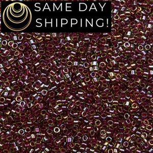 DB1748 SAME DAY Shipping! 1-20 Grams Miyuki 11/0 Delica Beads Cranberry Lined Chartreuse AB -Free Container!