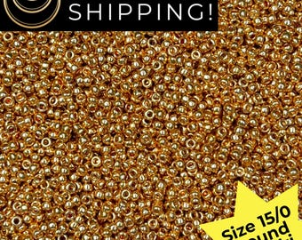 15-1053 Miyuki Size 15/0 Round Rocaille Seed Beads Galvanized Gold