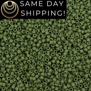 DB1585 SAME DAY SHIPPING! 1-20 Grams Miyuki 11/0 Delica Beads Matte Opaque Avocado Green -Free Container!