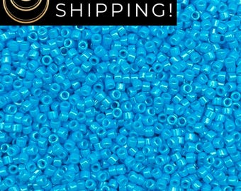 DB659 SAME DAY SHIPPING! 1-20 Grams Miyuki 11/0 Delica Beads Dyed Opaque Capri Blue -Free Container!