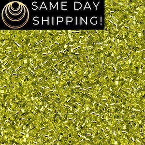 DB147 SAME DAY SHIPPING! 1-20 Grams Miyuki 11/0 Delica Beads Silver Lined Chartreuse  -Free Container!