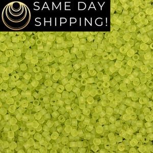 May include: A large collection of small, cylindrical, matte lime green beads with a translucent finish. A black rectangular banner at the top features a gold circular logo and the white text SAME DAY SHIPPING!