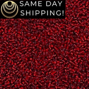 DB602 SAME DAY SHIPPING! 1-20 Grams Miyuki 11/0 Delica Beads Dyed Silver Lined Red-Free Container!