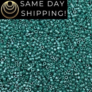 DB264 SAME DAY SHIPPING! 1-20 Grams Miyuki 11/0 Delica Beads Opaque Mallard Luster, Cylinder Seed Bead, Creamy Turquoise, Free Container!