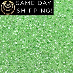 DB237 SAME DAY SHIPPING! 1-20 Grams Miyuki 11/0 Delica Beads Mint Green Ceylon-Free Container!