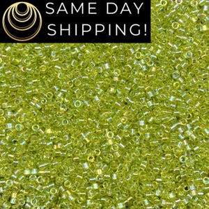 DB174 SAME DAY Shipping! 1-20 Grams Miyuki 11/0 Delica Beads Transparent Chartreuse AB -Free Container!