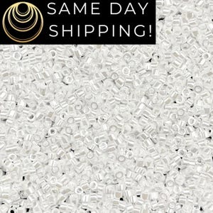 DB201 SAME DAY SHIPPING! 1-20 Grams Miyuki 11/0 Delica Beads White Pearl Ceylon, white cylinder beads, Free Container!