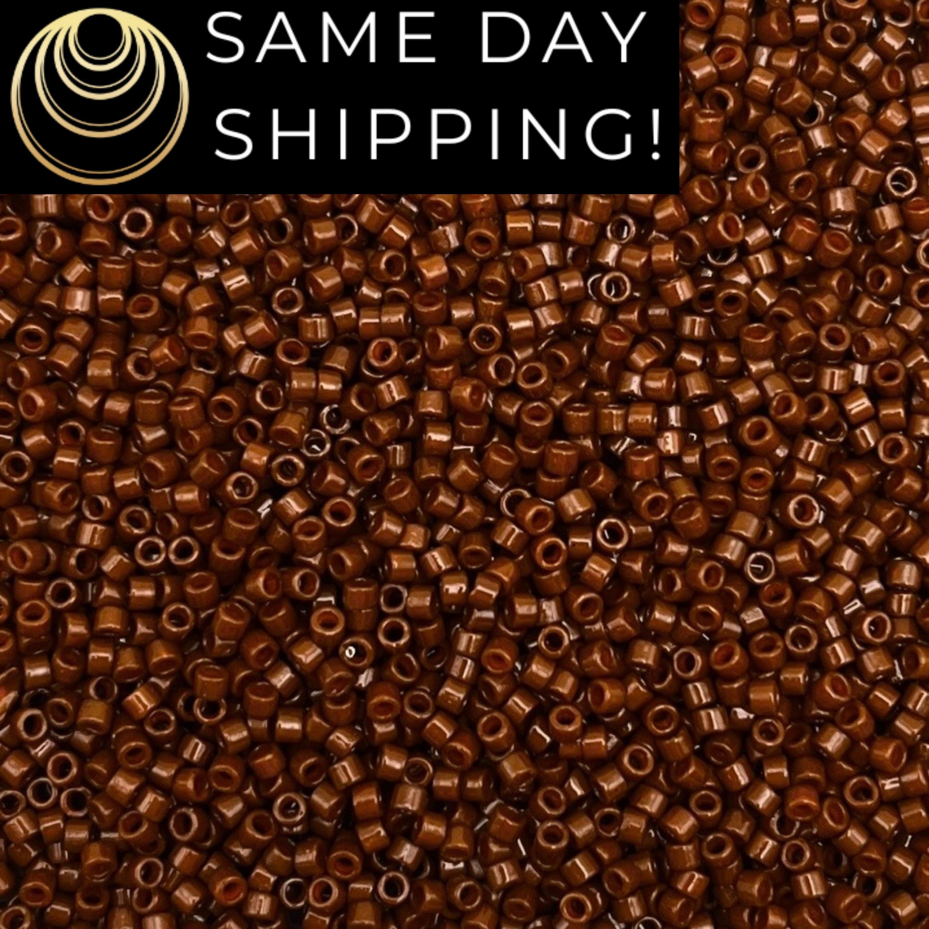 DB2142 SAME DAY SHIPPING! 1 Gram-20 Grams Miyuki 11/0 Delica Beads Duracoat Opaque Cognac -Free Container!