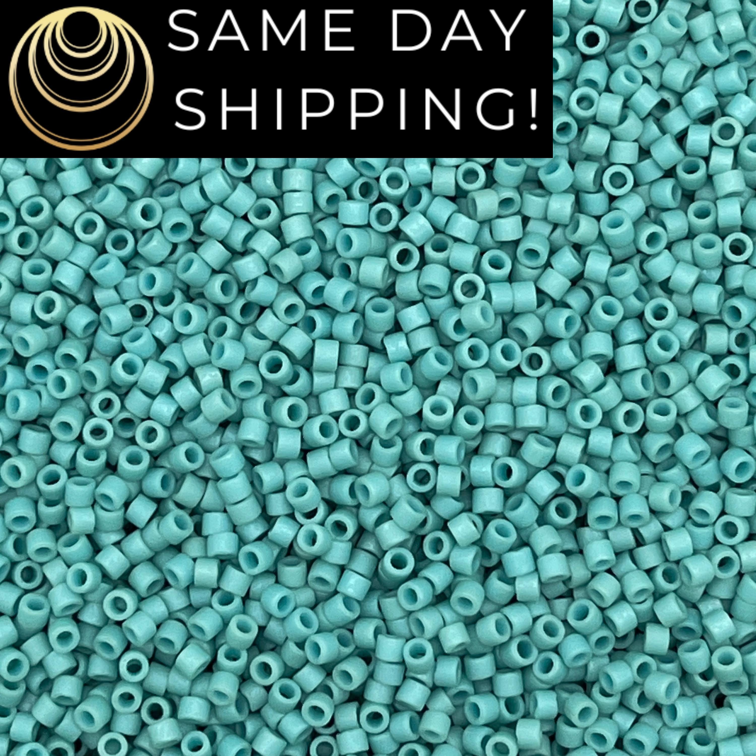 DB375 SAME DAY SHIPPING! 1-20 Grams Miyuki 11/0 Delica Beads Matte Opaque Turquoise Blue Luster-Free Container!