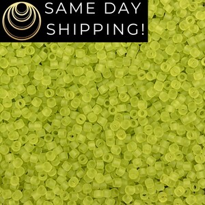 DB766 SAME DAY SHIPPING! 1-20 Grams Miyuki 11/0 Delica Beads Matte Transparent Lime-Free Container!