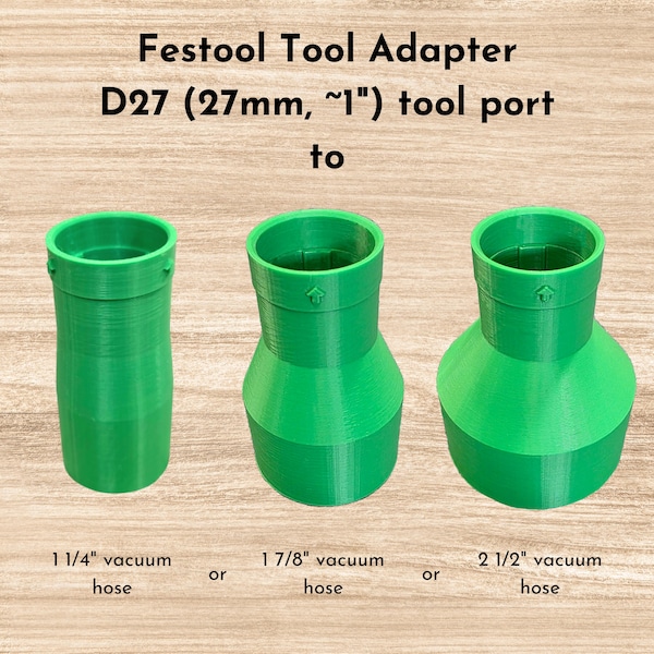 Festool 27mm Domino/Sander to 2 1/2", 1 7/8", or 1 1/4" Vacuum Hose Adapter