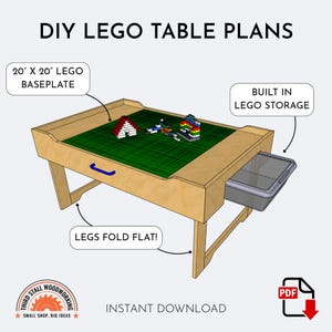 DIY Folding LEGO Table with Storage Tubs – Woodworking Plans PDF