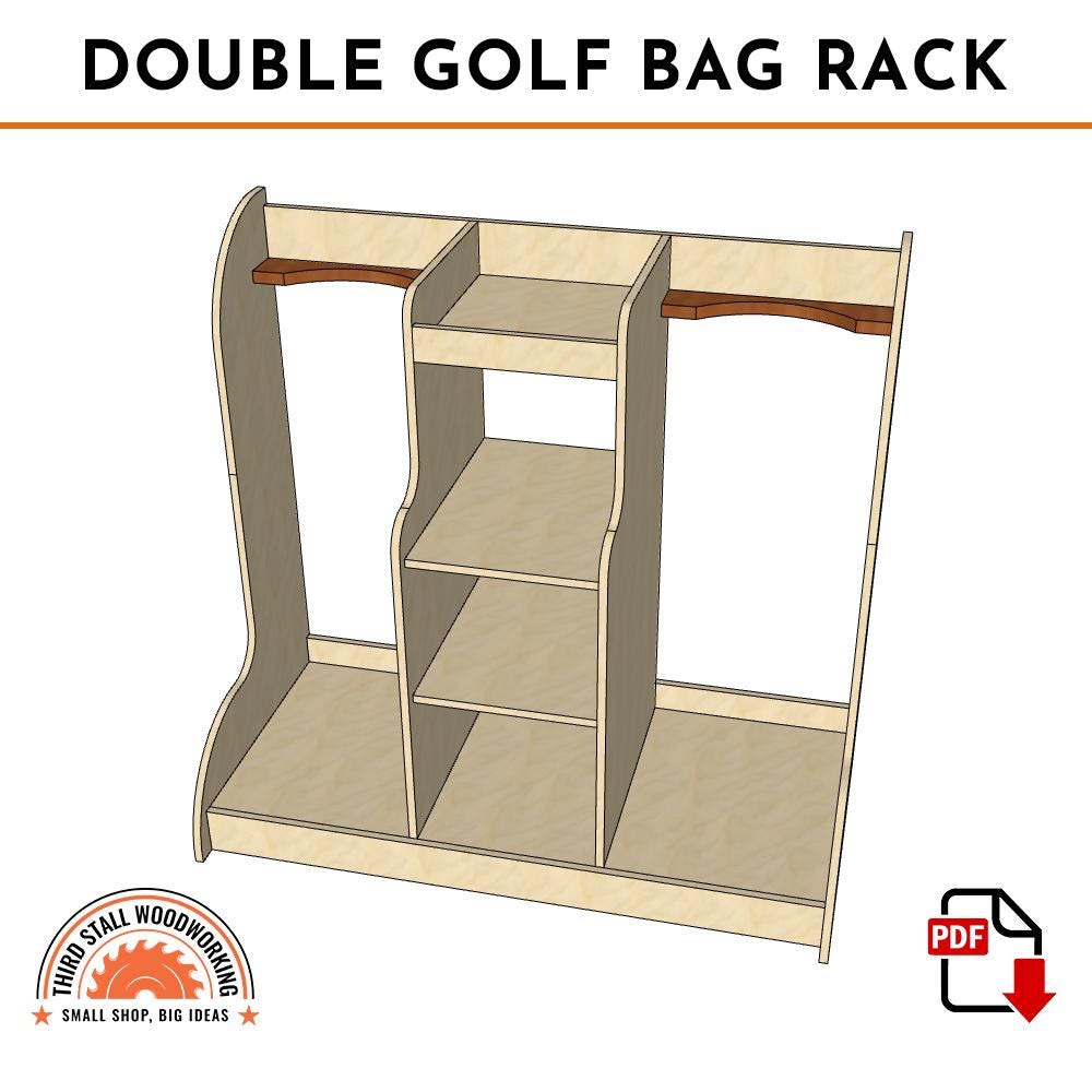 Plans for Double Golf Bag Rack with Shelf Storage