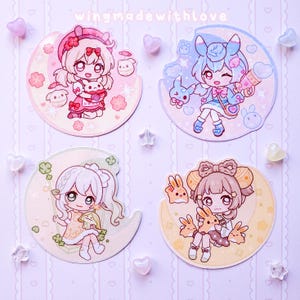 Genshin Chibi Holographic Waterproof Stickers Klee Dodoco Sigewinne Nahida Aranara Yaoyao Yuegui Pastel Vinyl Stickers - by wingmadewithlove