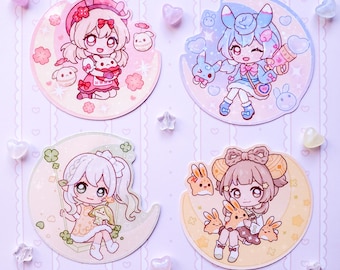 Genshin Chibi Holographic Waterproof Stickers Klee Dodoco Sigewinne Nahida Aranara Yaoyao Yuegui Pastel Vinyl Stickers - by wingmadewithlove