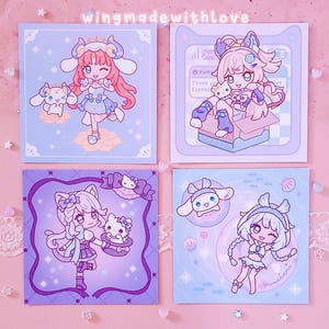 Genshin Matte / Holographic Print Nilou Kirara Lynette Mualani Pastel Aesthetic Chibi Poster - von wingmadewithlove