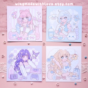 Impression mate/holographique pour filles Genshin Kokomi Furina Raiden Navia Poster esthétique pastel d'anime - coeur holographique - par wingmadewithlove