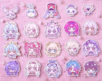 A pack of 20 Honkai Star Rail Vinyl Waterproof Stickers Chibi Castorice Aventurine Sunday Blade Dan Heng Mem Sparkle - by wingmadewithlove
