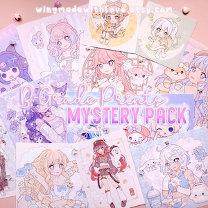 Genshin Prints Mystery Oops Bags - Super Discounted B-Grade Genshin Kokomi Furina Navia ETC Matte/Holographic prints - by wingmadewithlove