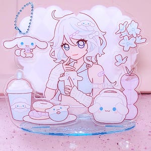 Genshin Standee Pastel Fashion Furina - 5 pieces standees & acrylic charm accessory - by wingmadewithlove