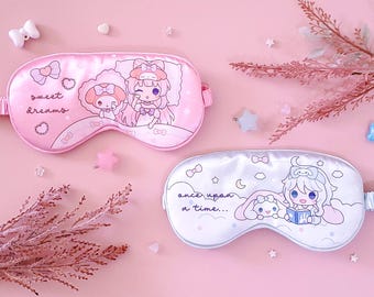 Genshin Eye Mask Furina Kokomi Chibi  - Cute travel kit Genshin pastel double sided sleeping mask - by wingmadewithlove