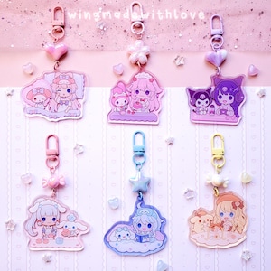 Genshin Keychain Chibi Ayaka Kokomi Raiden Ei Navia - Kawaii Acrylic Double-sided Charm Accessory - by wingmadewithlove