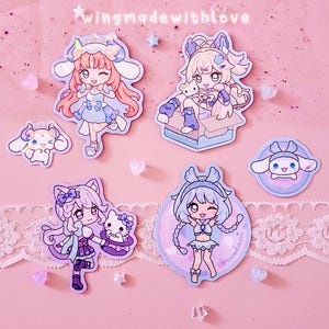 Genshin Holographic Waterproof Stickers Nilou Kirara Lynette Mualani Pastel Aesthetic Chibi Vinyl Waterproof Stickers - by wingmadewithlove
