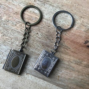 Small book locket keychain
