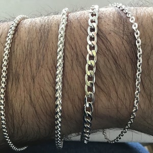 Bransoleta męska ze stali nierdzewnej posrebrzanej, świetny prezent dla taty