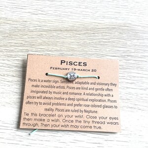 Bracelet Poissons, bracelets de vœux du zodiaque, carte et cadeau, cadeau pour lui, cadeau pour elle, cadeau d’anniversaire