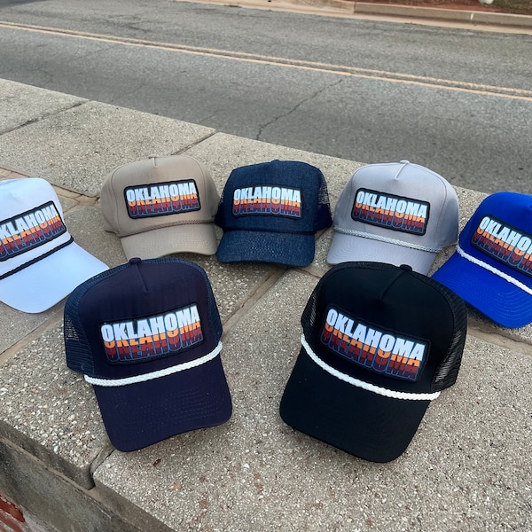 Retro Vintage Oklahoma Patch Rope Snapback Hat - One Size Fits All Trucker Cap - Great Okie Gift for Men and Women