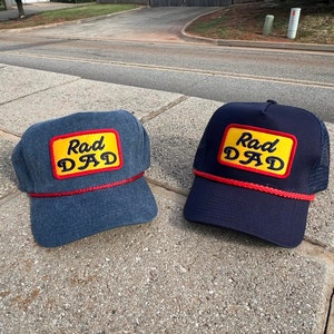 Vintage RAD DAD ROOT Beer Patch Rope Trucker Snap Back Hat - Breathable Mesh - Perfect for Dad Jokes