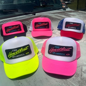 Vintage Chevy Heartbeat of America Neon Snapback Trucker Hat - Foam Mesh Cap with Vibrant Colors - Perfect Gift for Chevy Fans