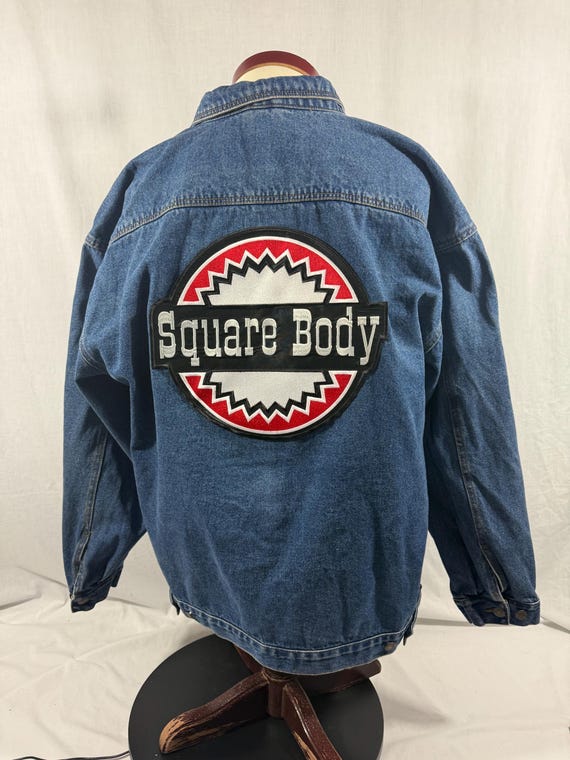 SQUAREBODY c10 Chevy GMC denim jean repurposed recycle jacket embroidered personalize it for your own!