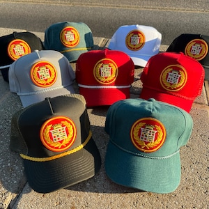 Vintage Cadillac Patch Rope Trucker Snapback Hat | Distressed Style Cap | Car Enthusiast Gift